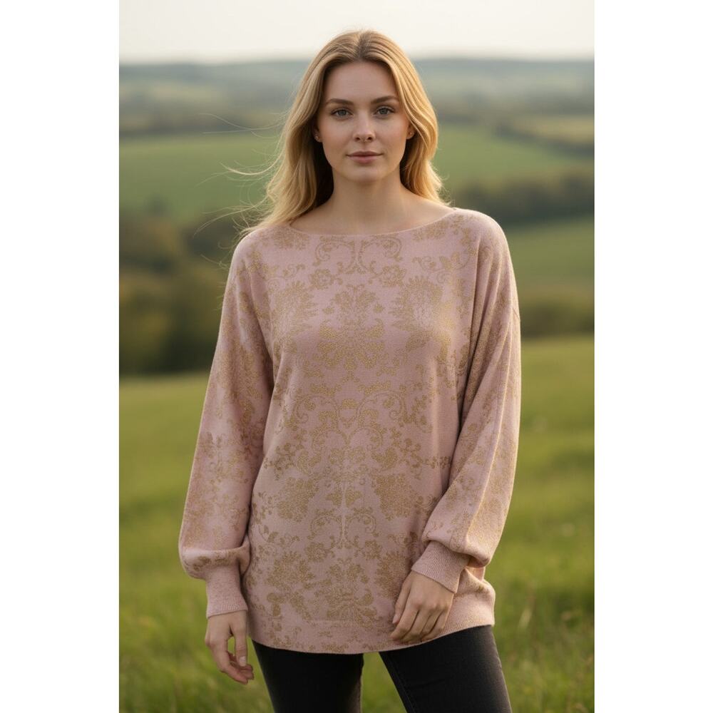 Chico Size XL Blush/Gold Print Pre-Owned Ladies Casual Top - Size XL - Picture 6 of 6